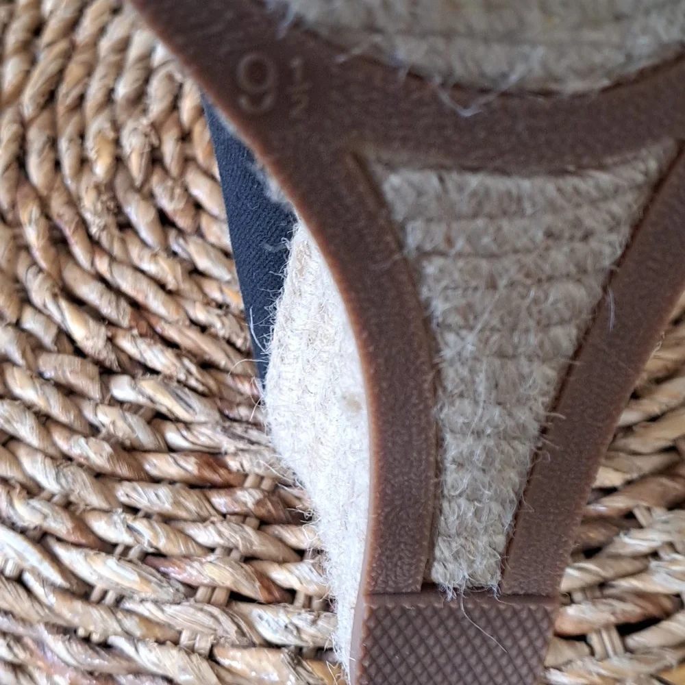J.Crew Womens Seville Black Canvas Slip On‎ Platform Espadrille Sandals 9.5